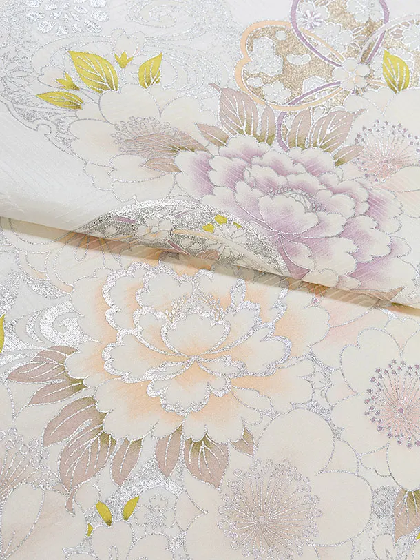 【正絹】七五三レンタル(7歳8歳女児結び帯) F351 オフホワイト 華鞠