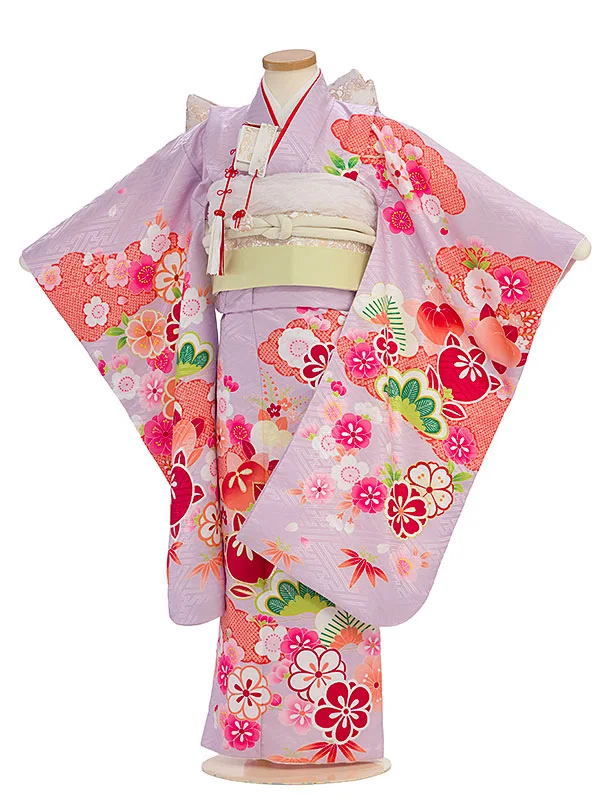 七五三レンタル(5歳女児結び帯) F384 ピンクパープル 橘松