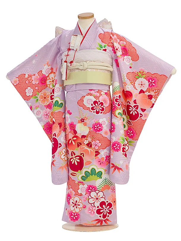 七五三レンタル(5歳女児結び帯) F384 ピンクパープル 橘松