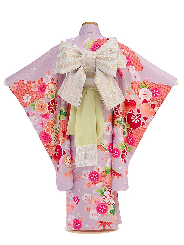 七五三レンタル(5歳女児結び帯) F384 ピンクパープル 橘松