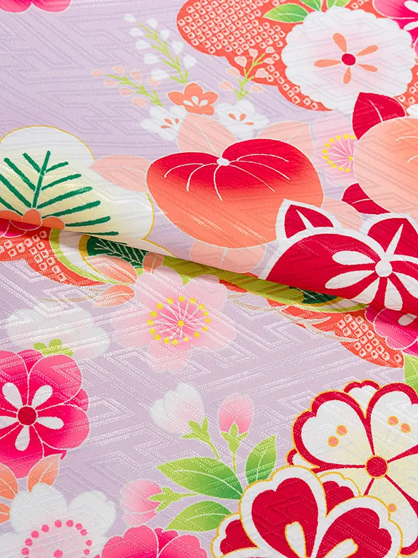 七五三レンタル(5歳女児結び帯) F384 ピンクパープル 橘松