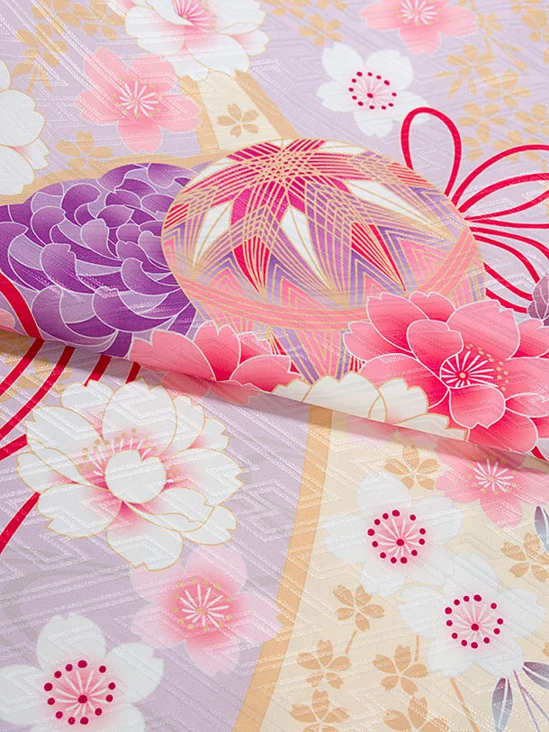 七五三レンタル(5歳女児結び帯) F385 ピンクパープル 桜まり