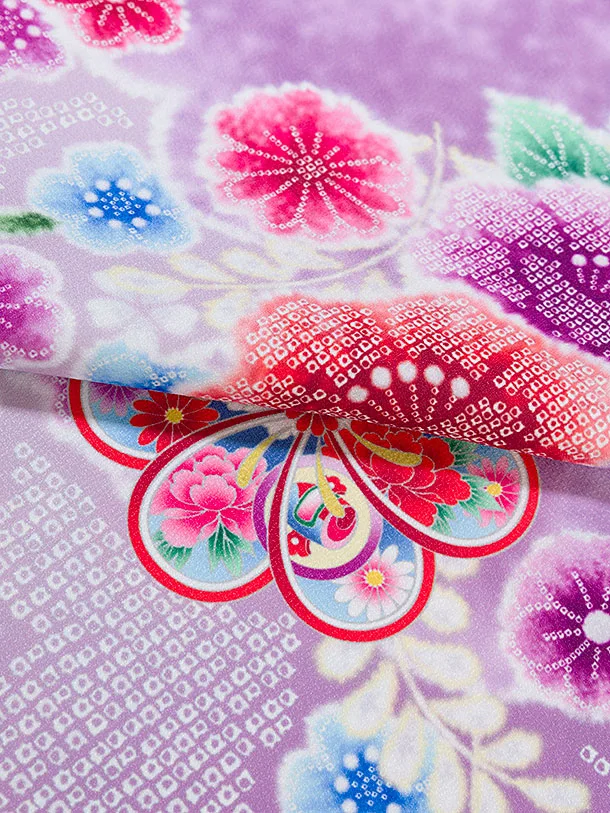 七五三レンタル(5歳女児結び帯) F387 ラベンダー 花鹿の子