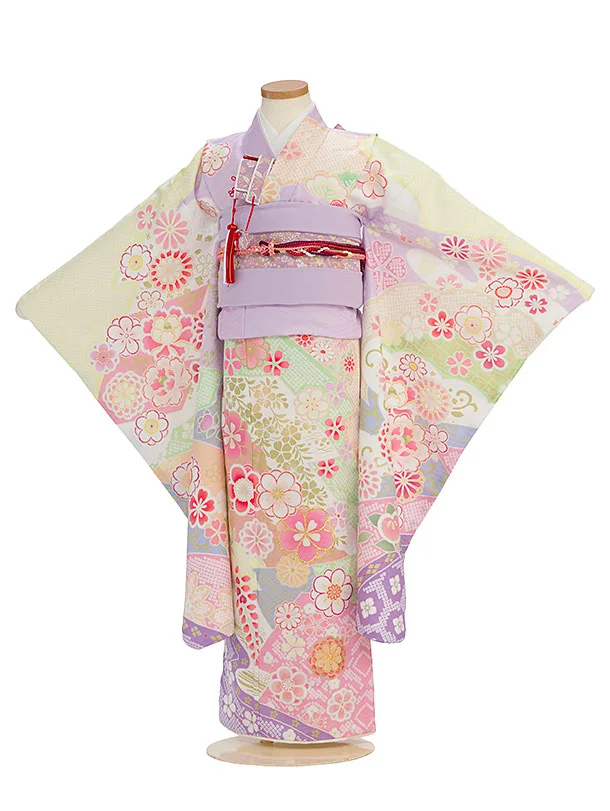 七五三レンタル(8歳9歳女児結び帯) F399 式部浪漫／藤色 辻ヶ花