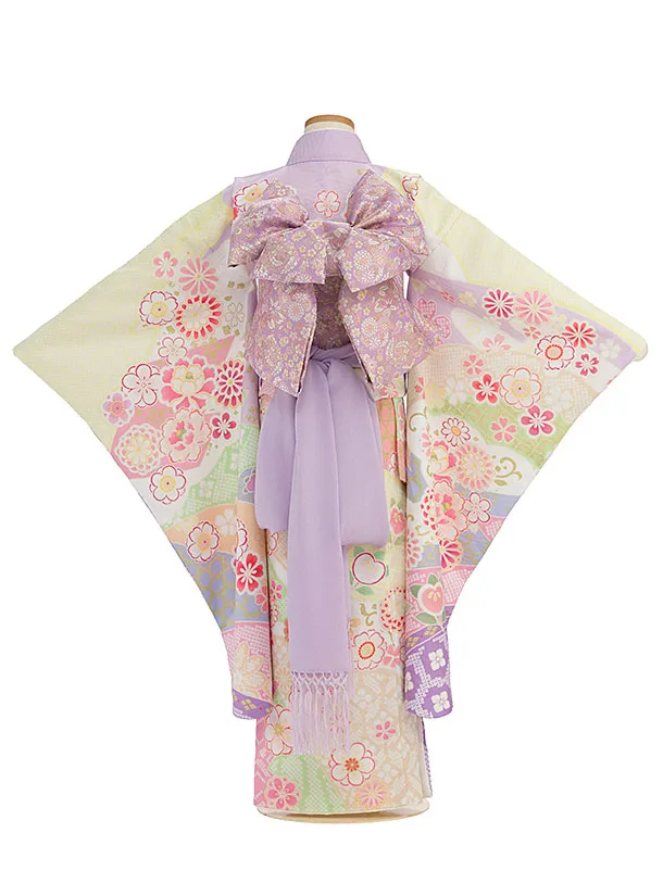 七五三レンタル(8歳9歳女児結び帯) F399 式部浪漫／藤色 辻ヶ花