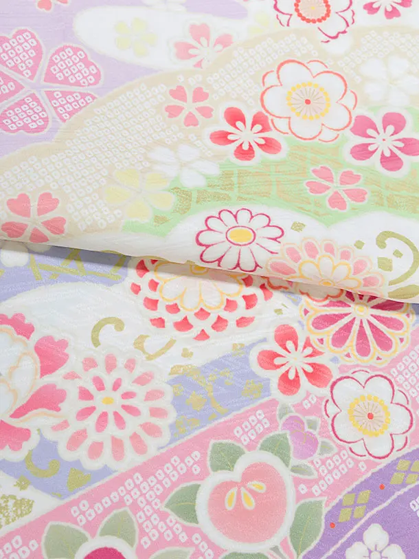 七五三レンタル(8歳9歳女児結び帯) F399 式部浪漫／藤色 辻ヶ花