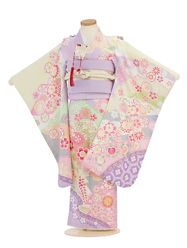 七五三レンタル(5歳女児結び帯) F413 式部浪漫／藤色 辻ヶ花