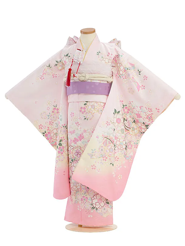 七五三レンタル(7歳女児結び帯) F415 薄ピンク 桜まり