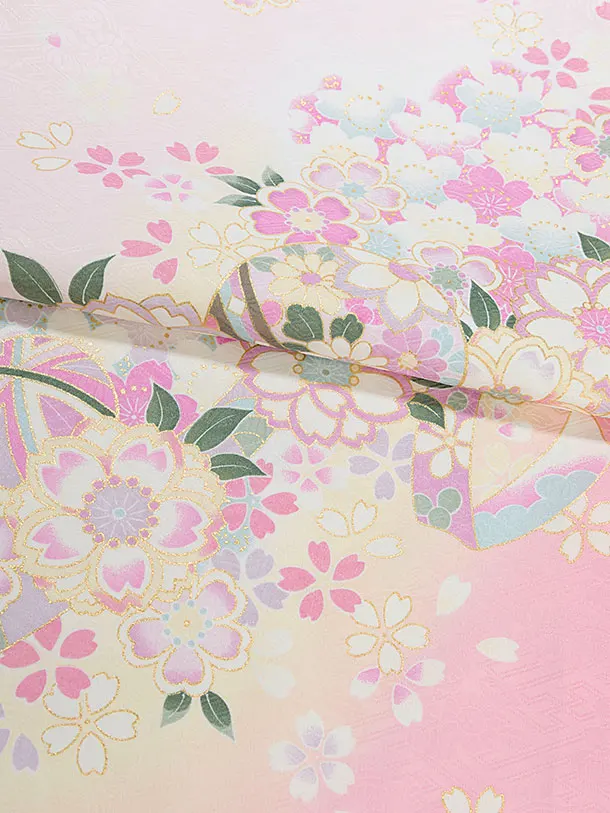 七五三レンタル(7歳女児結び帯) F415 薄ピンク 桜まり