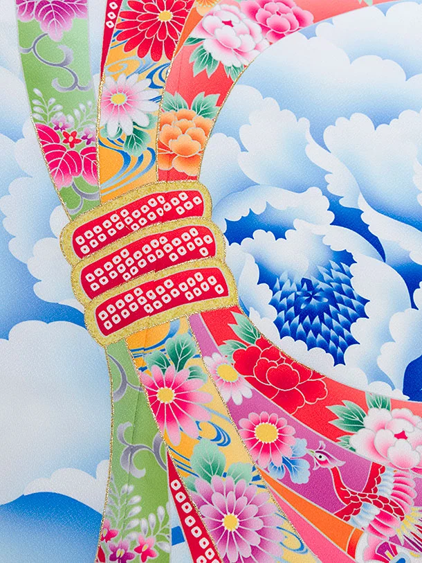 七五三レンタル(5歳女児結び帯) F421 水色 熨斗牡丹