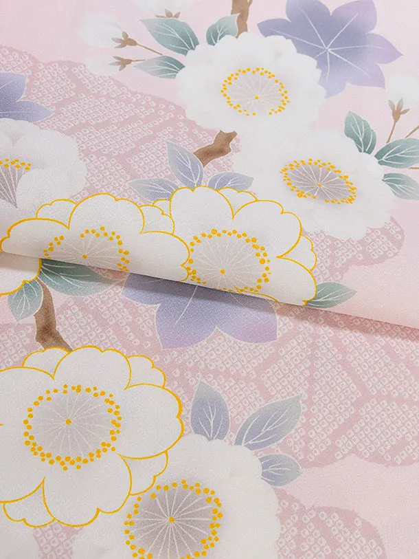 七五三レンタル(5歳女児結び帯) F435 淡ピンク 桜紅葉