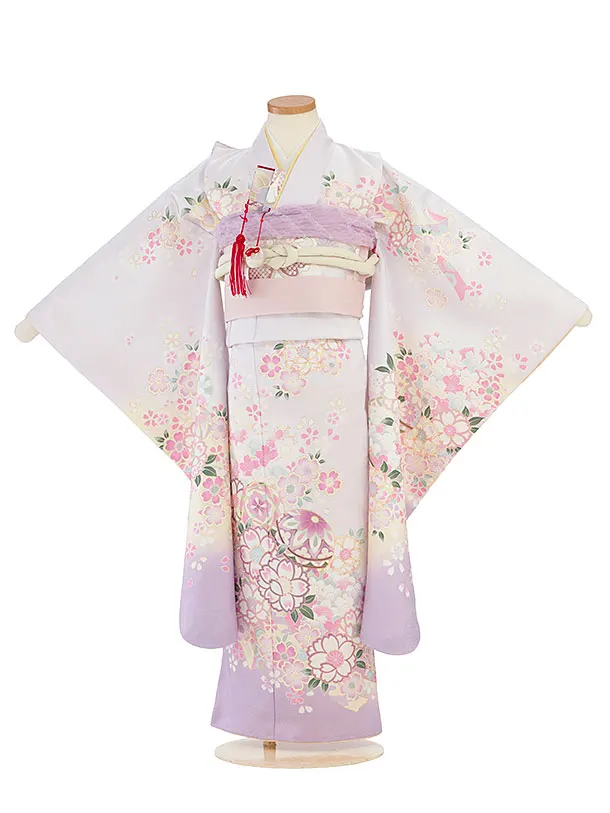 七五三レンタル(7歳女児結び帯) F439 薄紫 桜まり