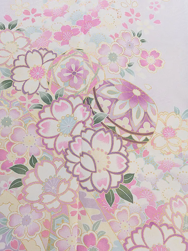 七五三レンタル(7歳女児結び帯) F439 薄紫 桜まり