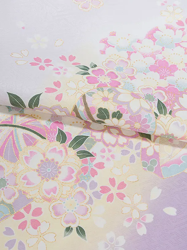 七五三レンタル(7歳女児結び帯) F439 薄紫 桜まり