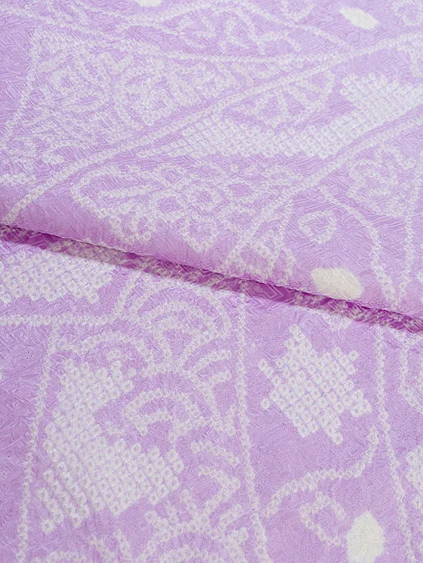 【正絹】【総絞り】七五三レンタル(7歳女児袋帯) F442 ラベンダー 熨斗柄