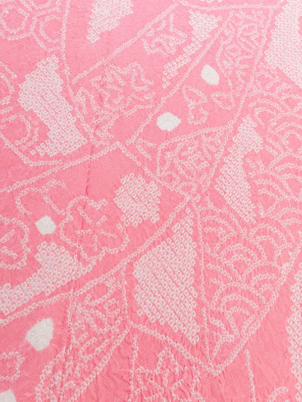 【正絹】【総絞り】七五三レンタル(7歳女児袋帯) F445 ピンク 熨斗柄