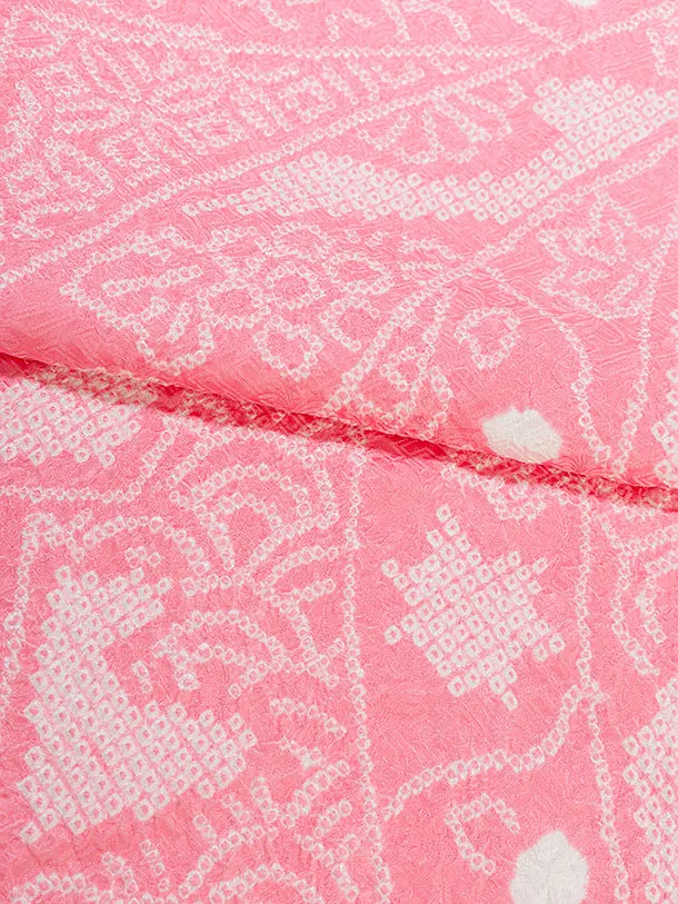 【正絹】【総絞り】七五三レンタル(7歳女児袋帯) F445 ピンク 熨斗柄