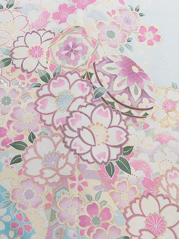 七五三レンタル(7歳女児結び帯) F459 水色 桜まり