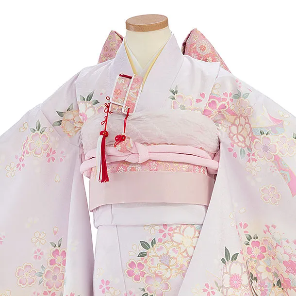 七五三レンタル(7歳女児結び帯) F462 薄紫 桜まり