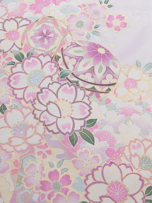 七五三レンタル(7歳女児結び帯) F462 薄紫 桜まり