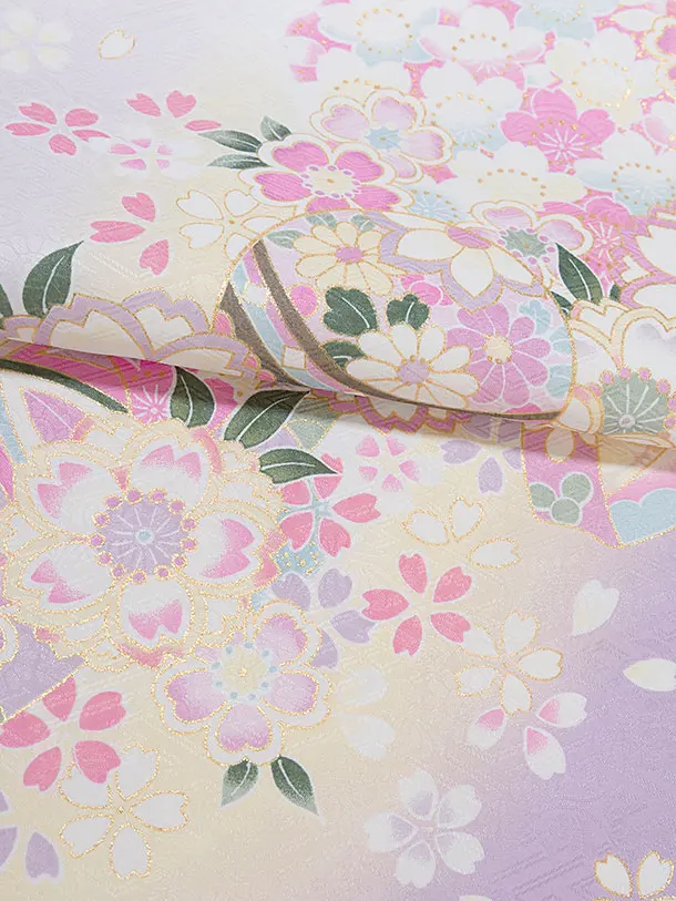 七五三レンタル(7歳女児結び帯) F462 薄紫 桜まり