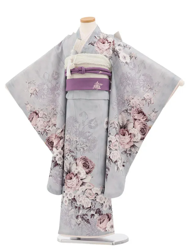 七五三(7歳女児結び帯) F482 JILL STUART／淡グレー ローズ