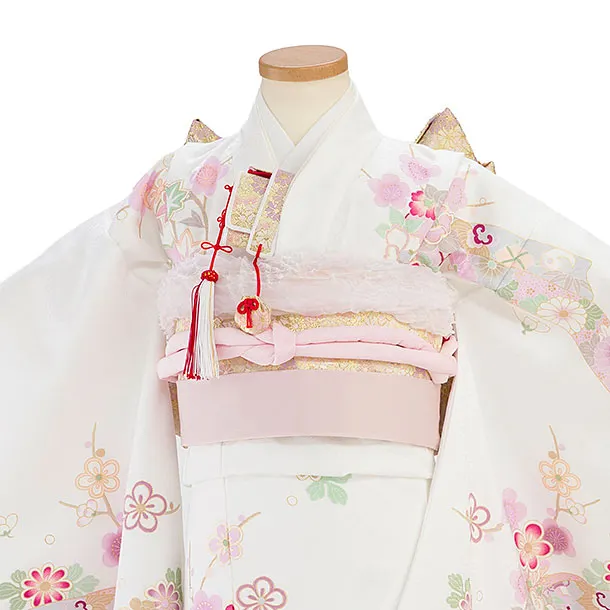 七五三レンタル(7歳女児結び帯) F510 白 華熨斗