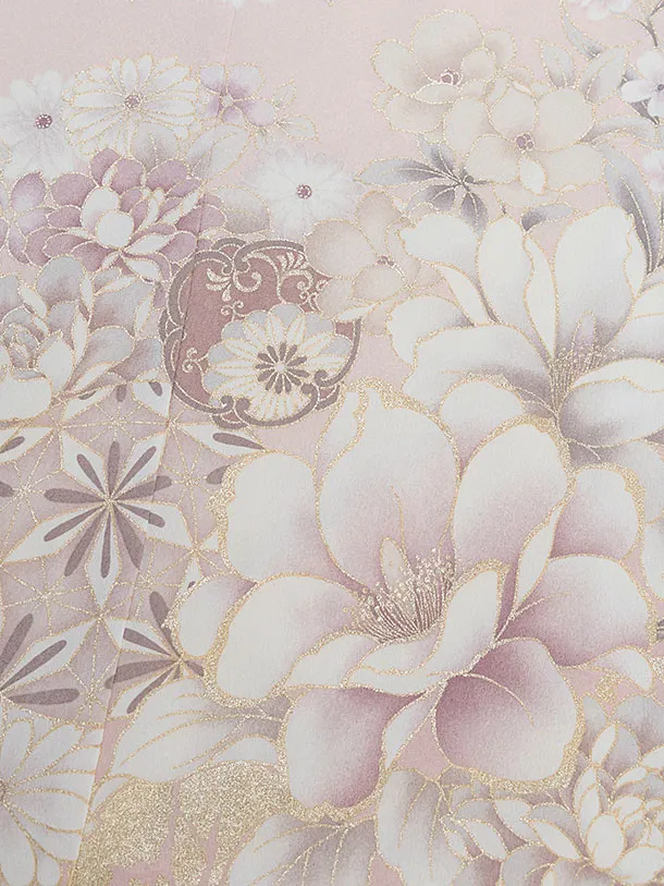 七五三レンタル(7歳女児結び帯) F514 淡ピンク 花華