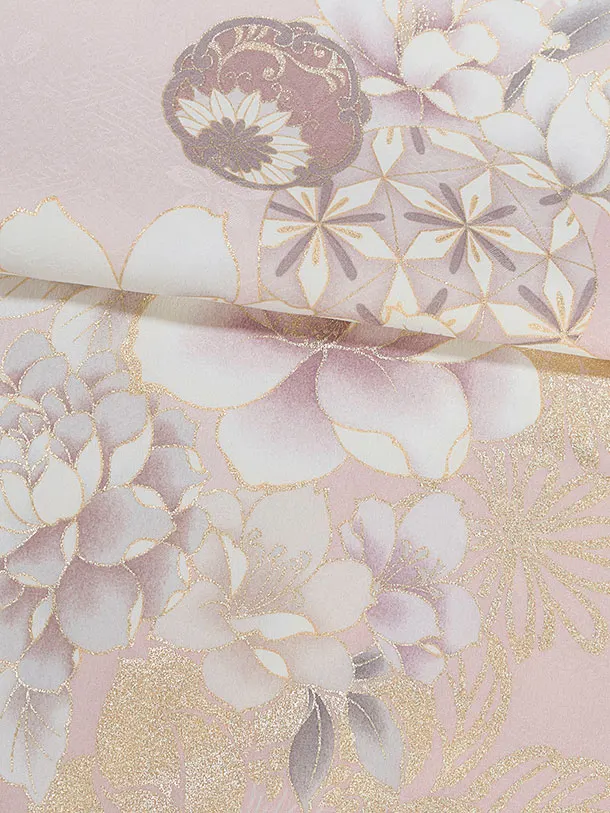 七五三レンタル(7歳女児結び帯) F514 淡ピンク 花華