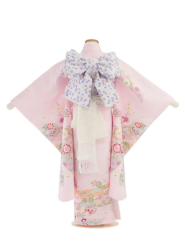 七五三レンタル(7歳女児結び帯) F537 ピンク 花熨斗
