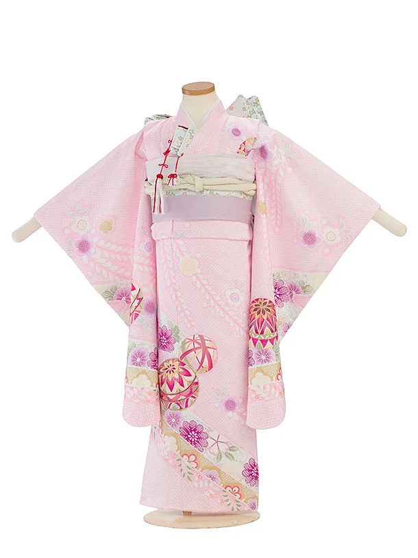 七五三レンタル(5歳女児結び帯) F547 ピンク 鞠鹿の子