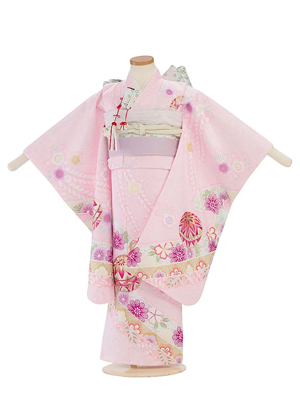 七五三レンタル(5歳女児結び帯) F547 ピンク 鞠鹿の子