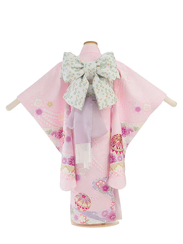 七五三レンタル(5歳女児結び帯) F547 ピンク 鞠鹿の子