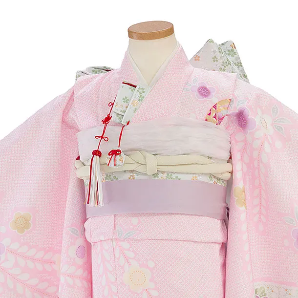 七五三レンタル(5歳女児結び帯) F547 ピンク 鞠鹿の子