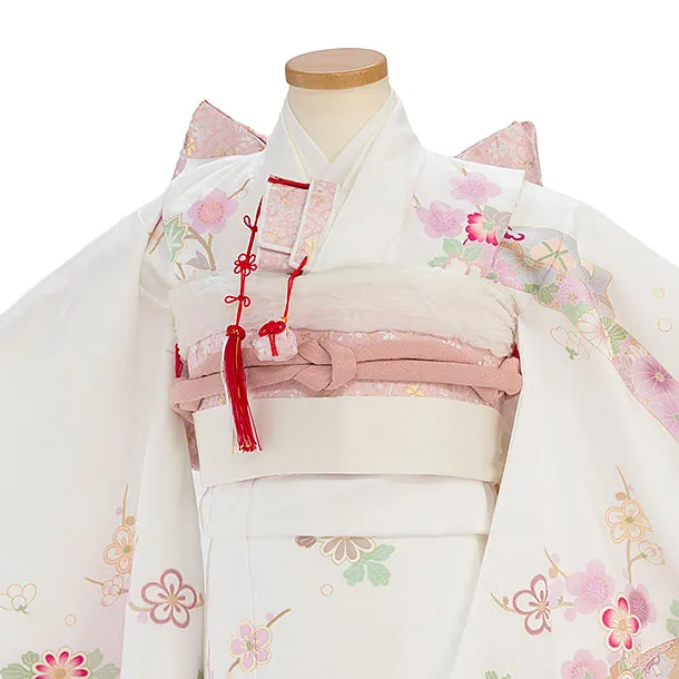七五三レンタル(5歳女児結び帯) F550 白 華熨斗