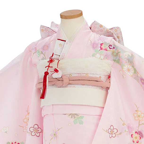 七五三レンタル(5歳女児結び帯) F551 ピンク華熨斗