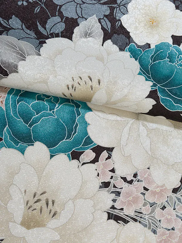 小学生卒業式かんたん袴（女子）A089 黒×ベージュ 片身替わり／ピンクベージュ