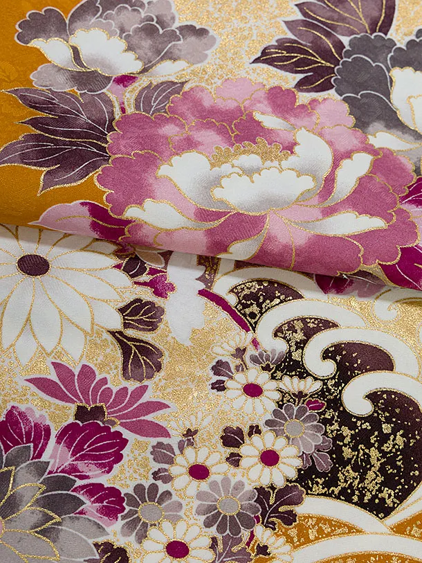 小学生卒業式かんたん袴（女の子）A092 マンダリンオレンジ 華波／紺袴