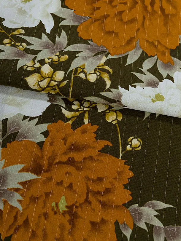 小学生卒業式かんたん袴（女の子）A119 カーキ 華扇／ベージュ袴