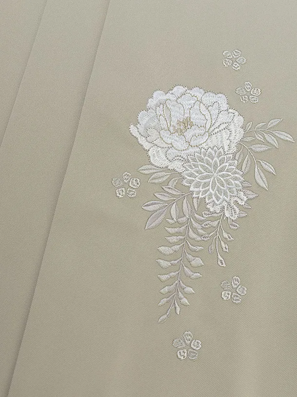 小学生卒業式かんたん袴（女の子）A133 くすみピンクぼかし 桜／ベージュ袴