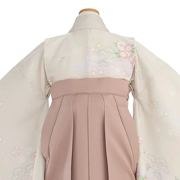 小学生卒業式かんたん袴（女の子）A141 ベージュ 秀花瑞祥／ピンクベージュ袴