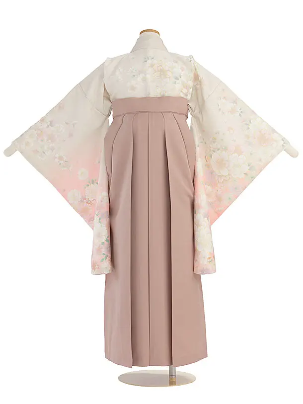 小学生卒業式かんたん袴（女の子）A142 ベージュピンクぼかし桜／ピンクベージュ