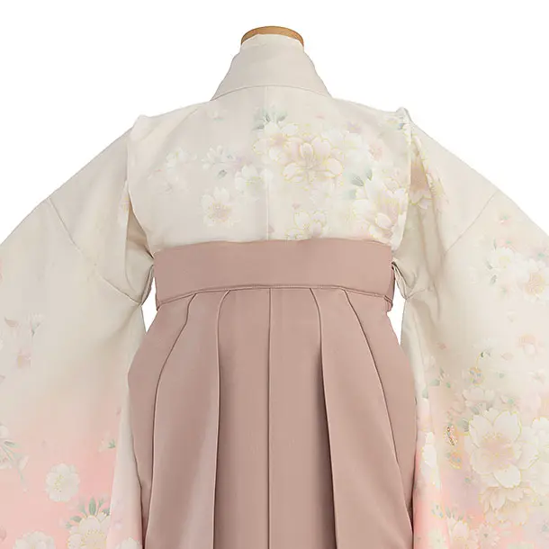 小学生卒業式かんたん袴（女の子）A142 ベージュピンクぼかし桜／ピンクベージュ