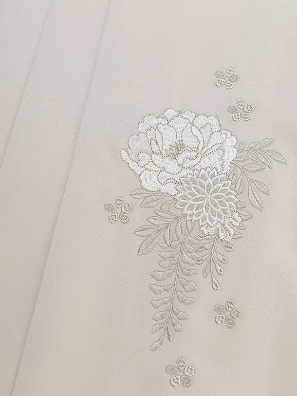 小学生卒業式かんたん袴（女の子）A146 ピンク 華雪輪／オフホワイト袴