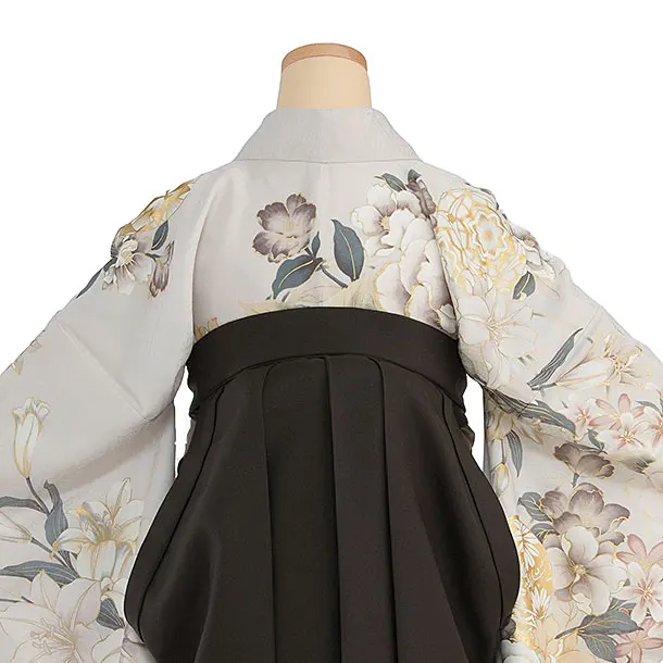 卒業式女性袴 A070 淡グレー 華鞠／チャコールグレー 花七宝袴袴