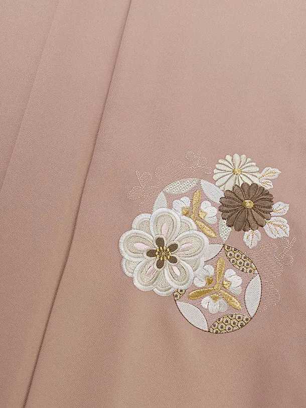 卒業式女性袴 A071 濃紺 華鞠／くすみピンク 花七宝袴袴