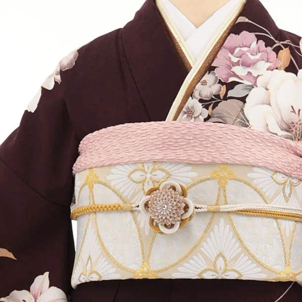 振袖レンタル ブラウン 鞠に牡丹 182