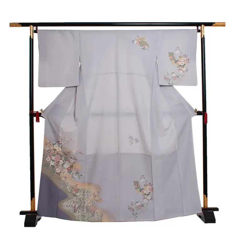 訪問着 169 薄グレー地 小花