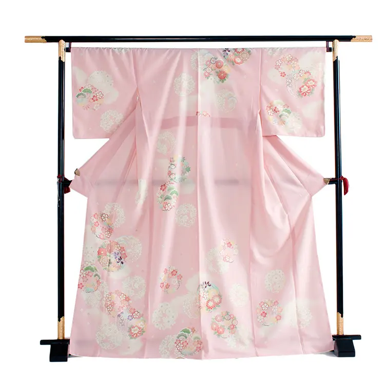 訪問着 229 ピンク地 花の丸