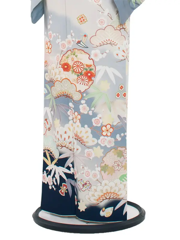 訪問着 267 ブルーグレージャパンスタイル